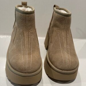 UGGPlush Suede fully line Plush Ankle High Slip on Boots with 2.75” heel.